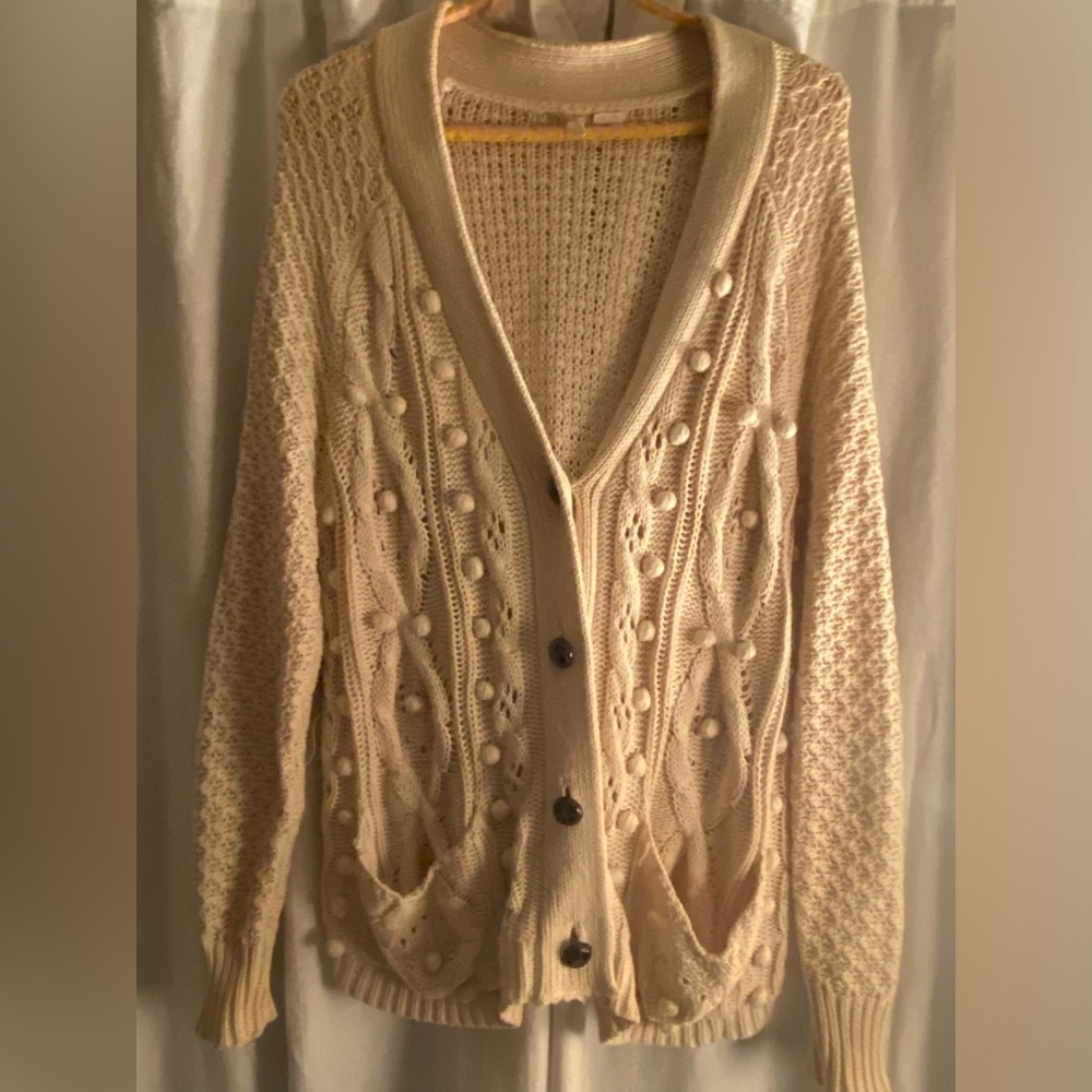 Moth cable knit button up sweater
